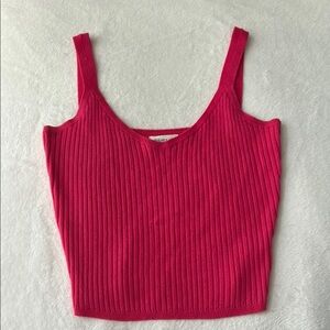 Women's Pink Ribbed Knit Top